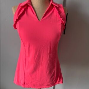 Lilly Pulitzer Luxletic Vivid Pink Ruffle Tank Top